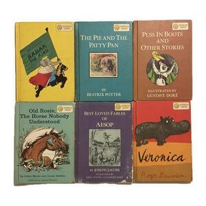 6 Dandelion Library Vintage Children’s Hardcover 2-in-1 Flip Books 1935-1967